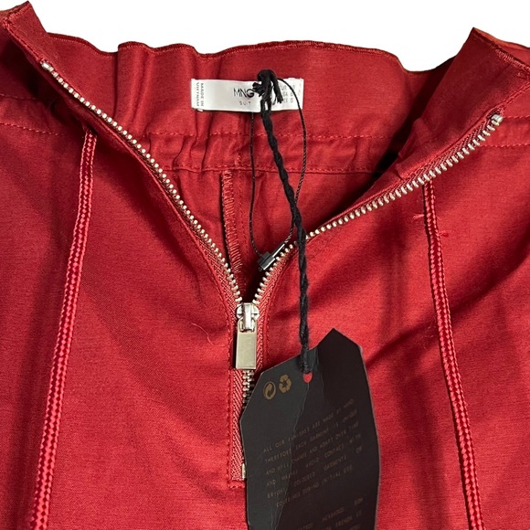 NEW MNG Suit Red Paper Bag Style Wide Leg Trousers Loose Fit Women’s Size US 6 - Picture 4 of 7